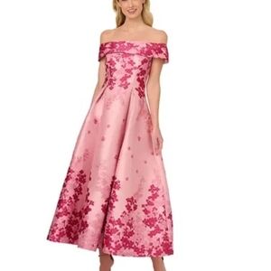 Adrianna Papell Strapless Pink Floral Dres#86#